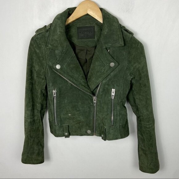 BlankNYC 100% Leather Green Moto Biker Jacket Suede Size XS Silver Hardware Boho - Picture 14 of 16